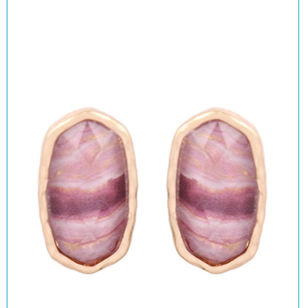 Mauve Agate Stud Earrings